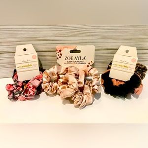 3 Pack Bundle Small Satin Hair Scrunchies NWT
